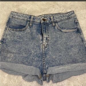 High-Waist Light Wash Denim Shorts - Women's
